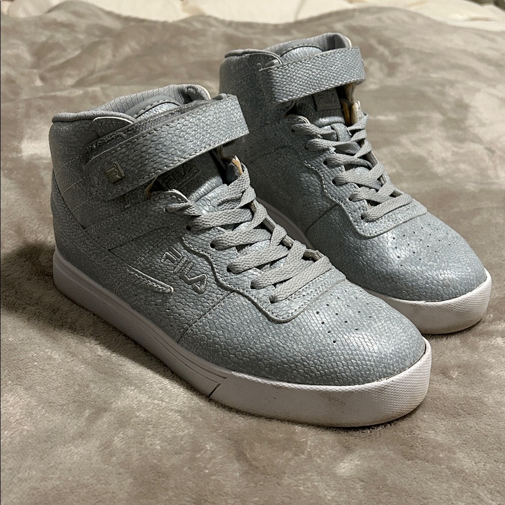 Fila Light Blue Snake Skin Patterned High Tops